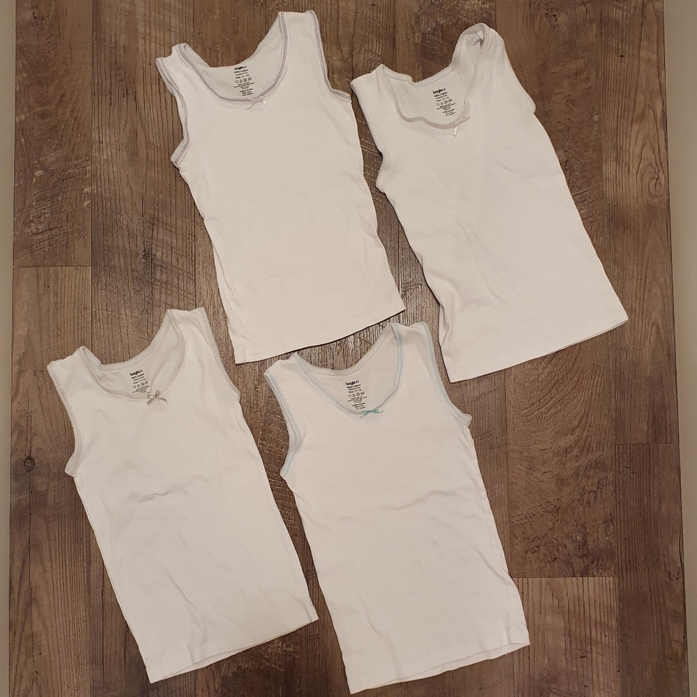 Girls white tank tops (4 pack)